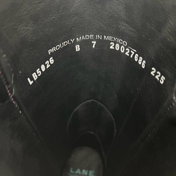 Lane Saratoga Womens Square Toe Cowboy Boots Sz 7 Black Leather Western Cowgirl - Picture 9 of 11